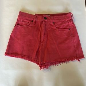 High Rise Pink Denim Shorts